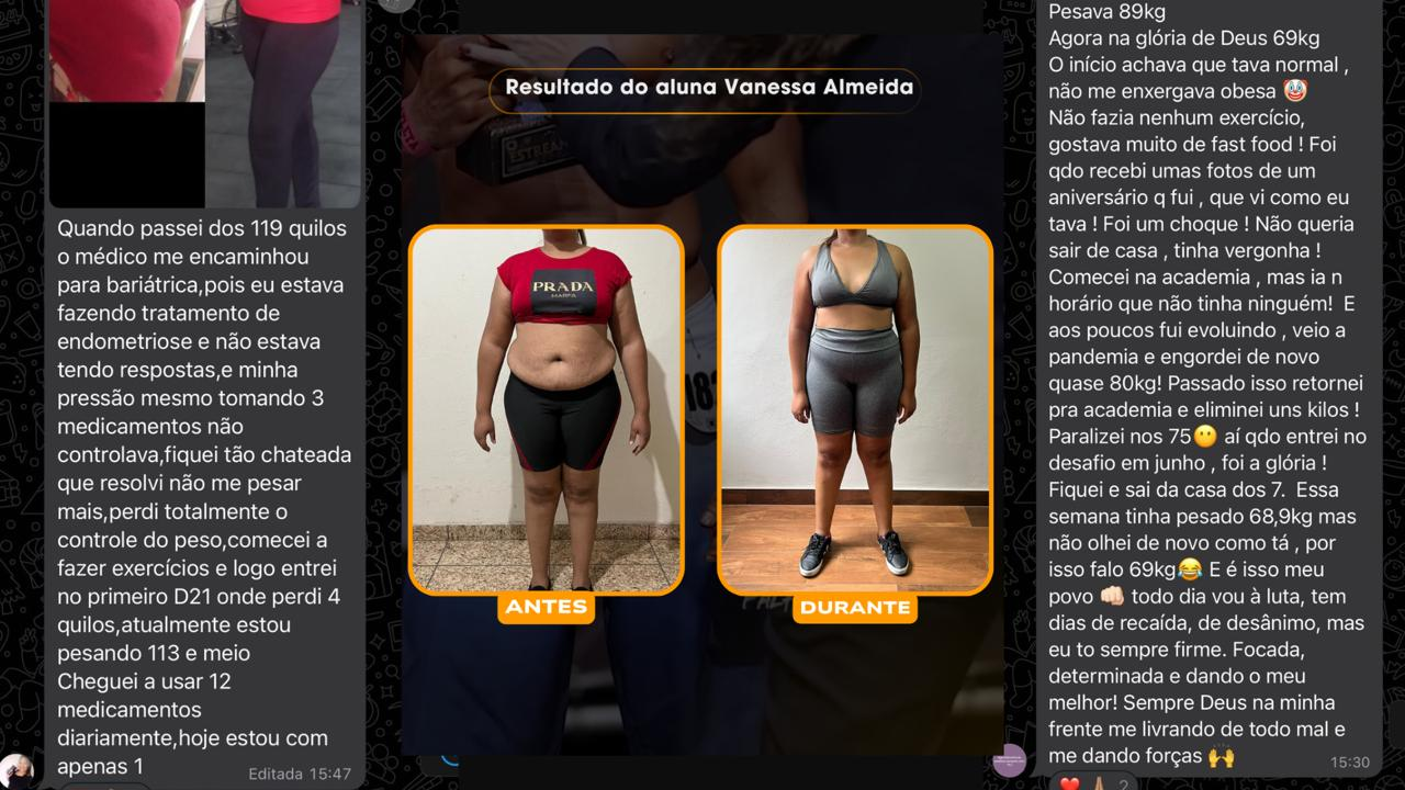Print de conversa de aluna do Missão Cintura Fina
