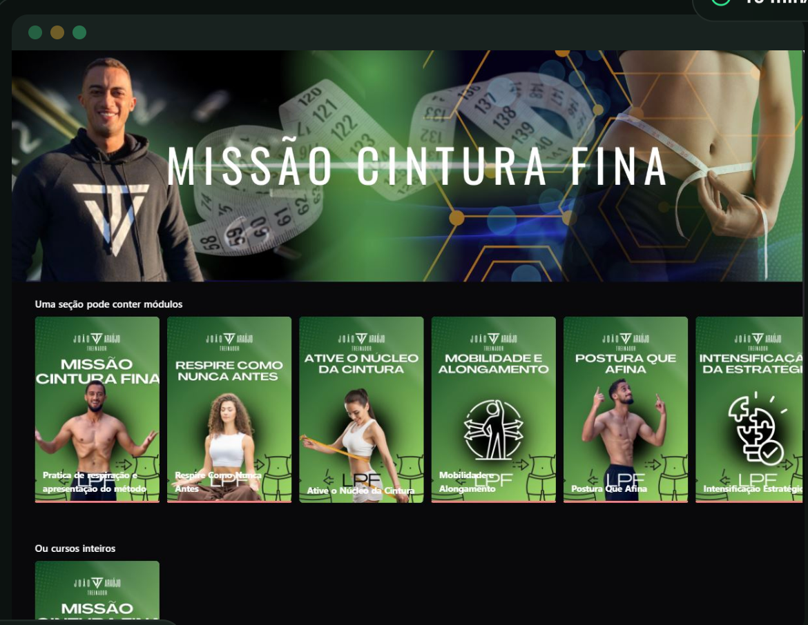 Mockup do entregável MISSÃO CINTURA FINA