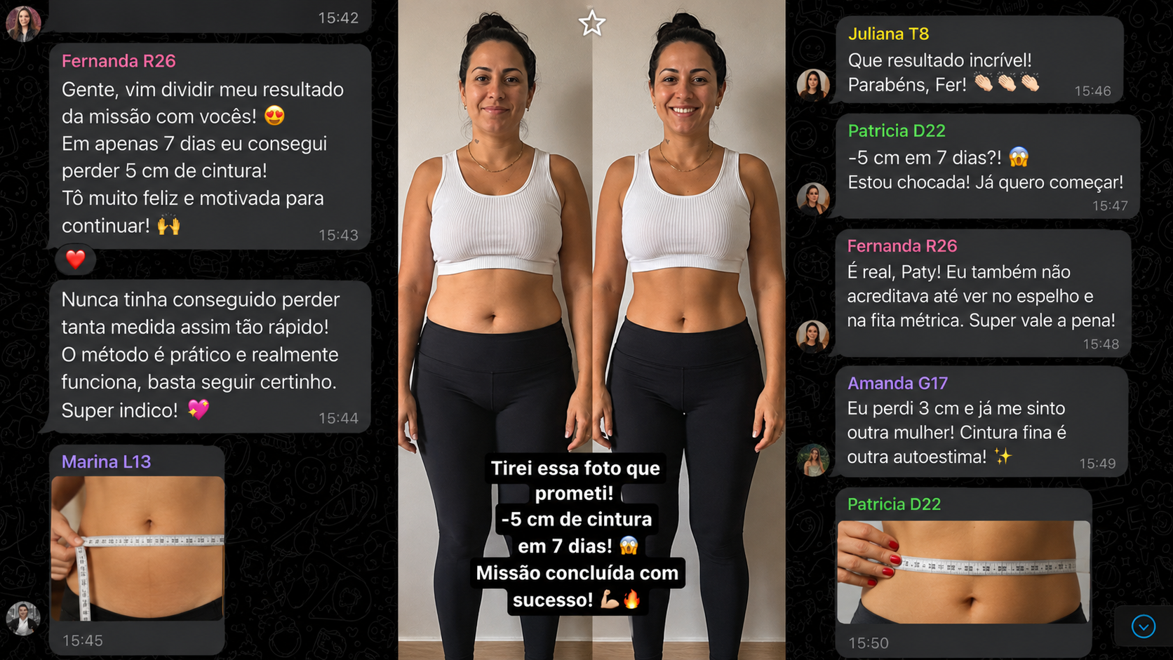 Print de conversa de aluna do Missão Cintura Fina