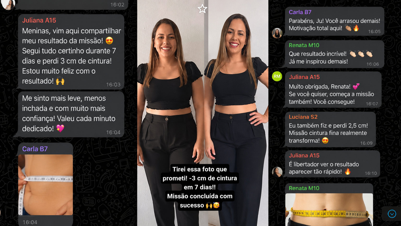 Print de conversa de aluna do Missão Cintura Fina
