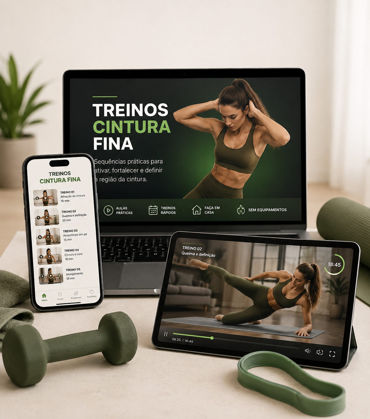 Mockup do entregável TREINOS CINTURA FINA